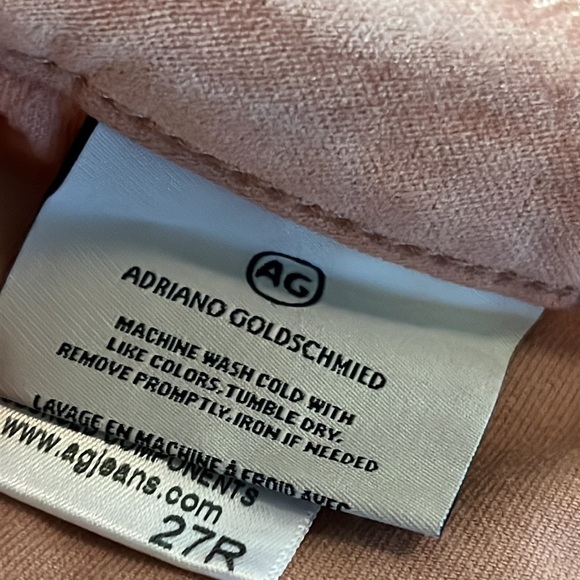 Ag Adriano Goldschmied NWT Super Skinny Velvet Leggings Rose Gold- Size 27R - Picture 5 of 14